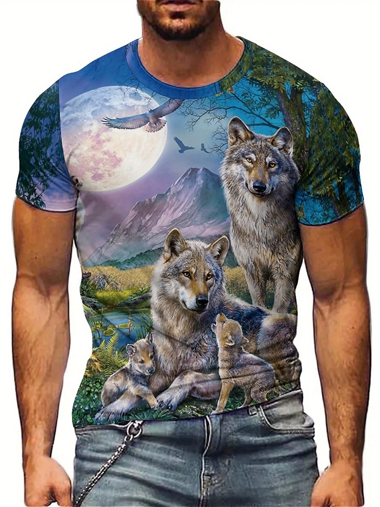 3D Printing Design - 3D Wolf Pack Print T-Shirt -