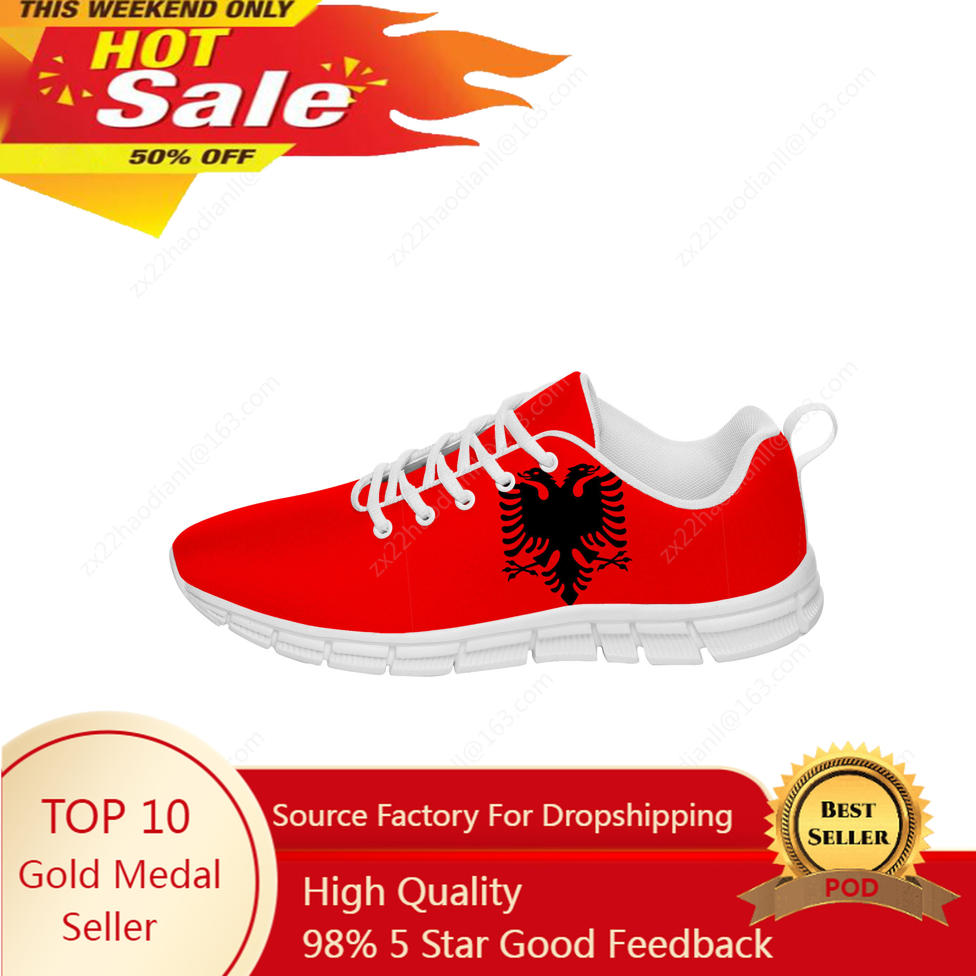 3D Printing Eagle - Albania Flag Eagle Sneakers Mens Womens