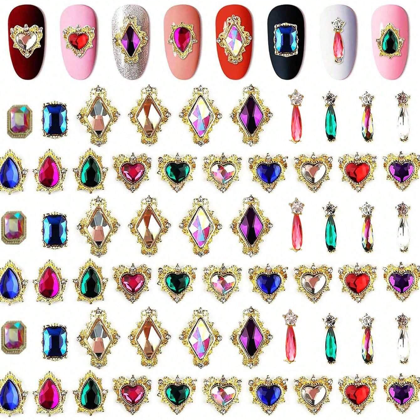 3D Printing Jewellery - 60PCS Mix Nail Art Rhinestones Heart/Square/Waterdrop