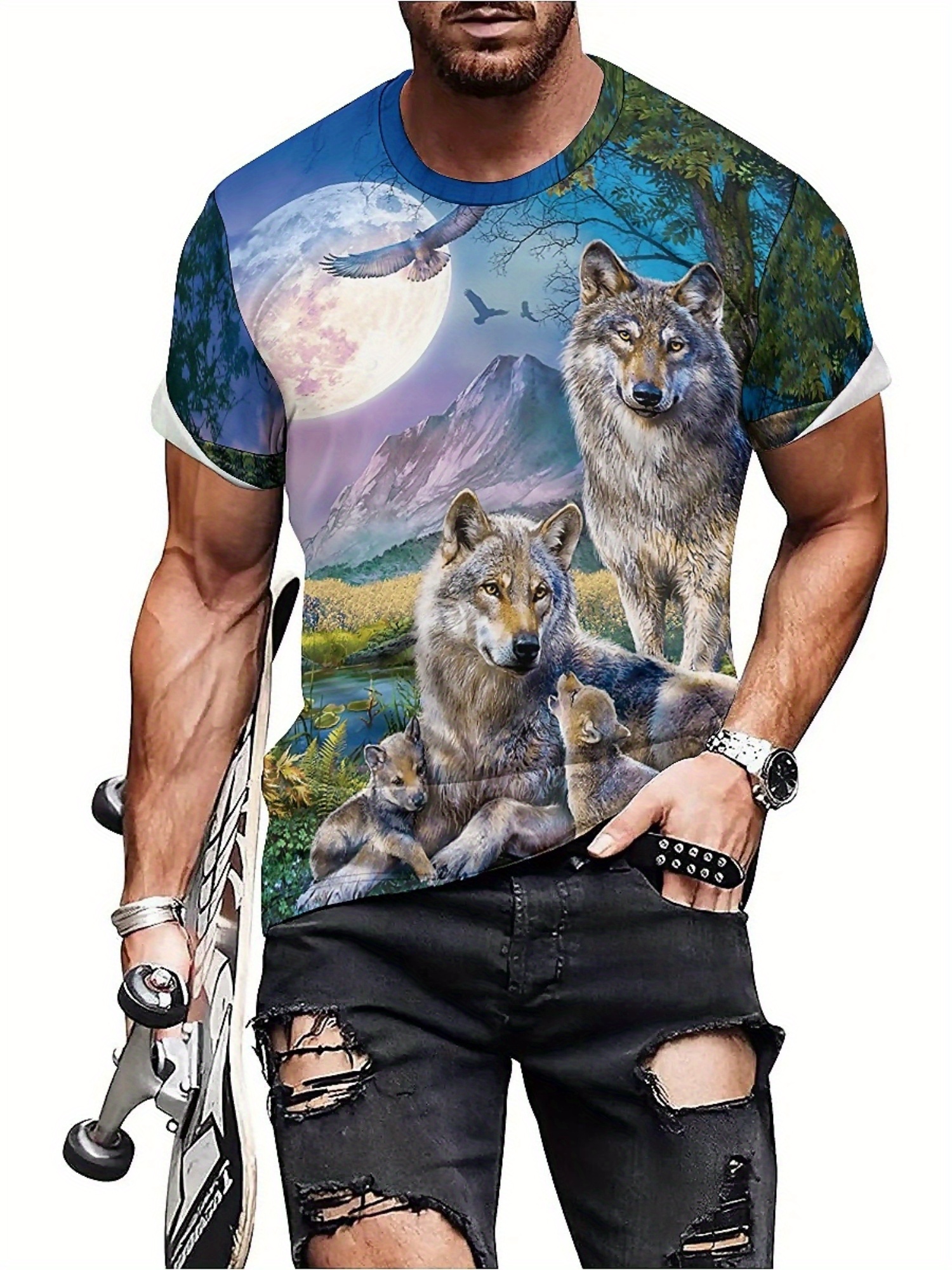 3D Wolf Pack Print T-Shirt - S - огляд і ціна 3D Printing Design