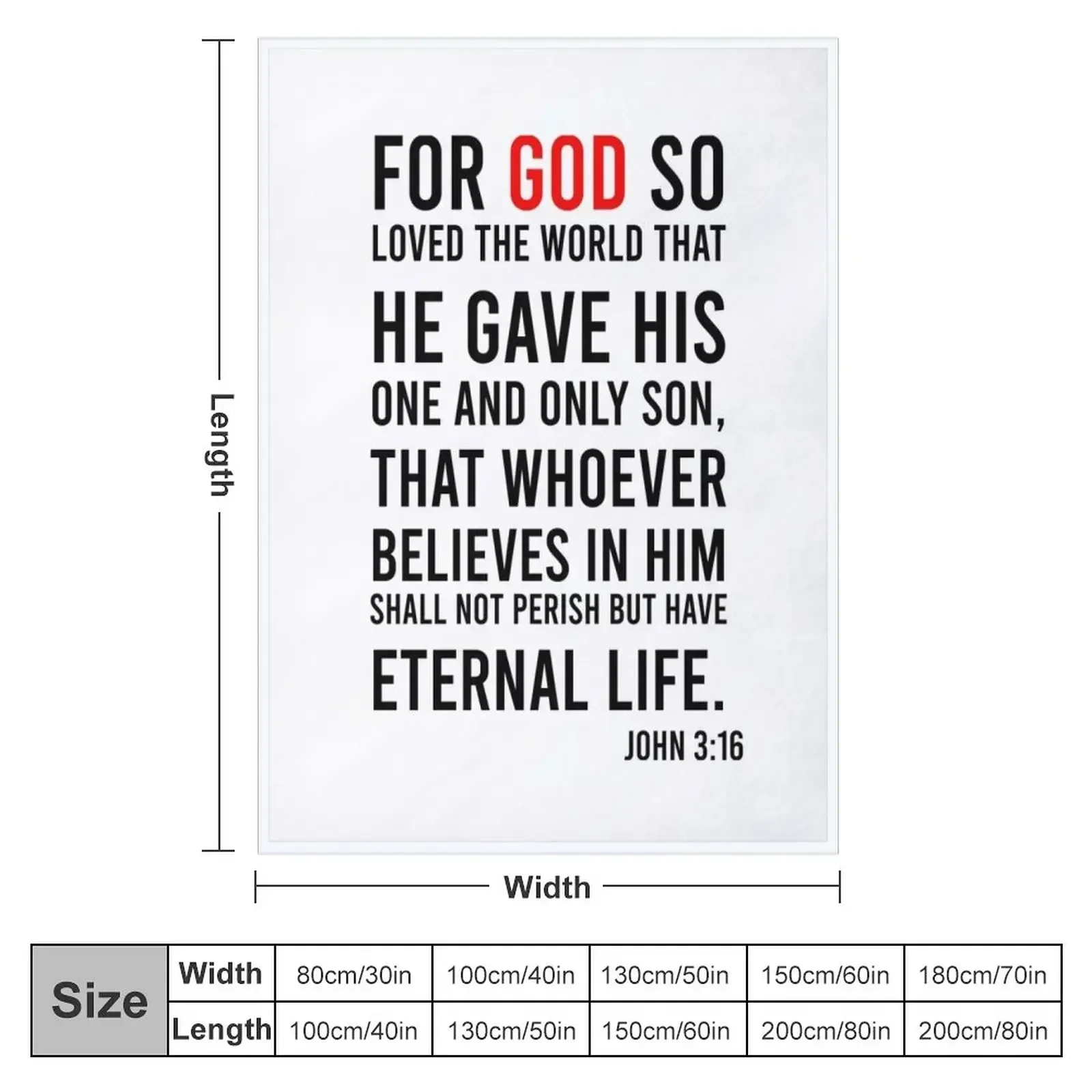 John 3:16 Bible Verse Throw Bl - огляд і ціна 3D Printing Verse