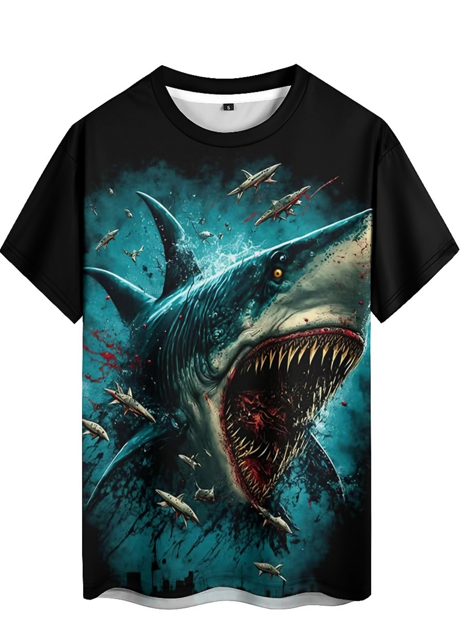 Men's 3D Shark Print T-Shirt - - огляд і ціна 3D Printing Design